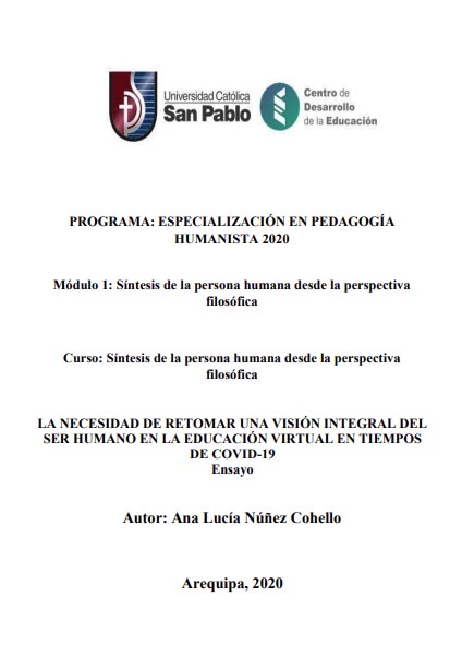 Ensayo – La necesidad de retomar una visión integral del ser humano en la educación virtual en tiempo de covid-19